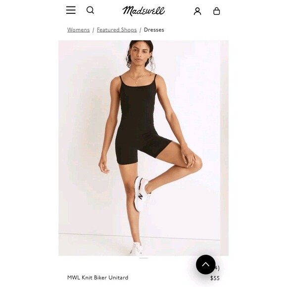 Madewell Tops - Madewell MWL Knit Biker Unitard Romper Black Size XL Cotton Blend Stretch...